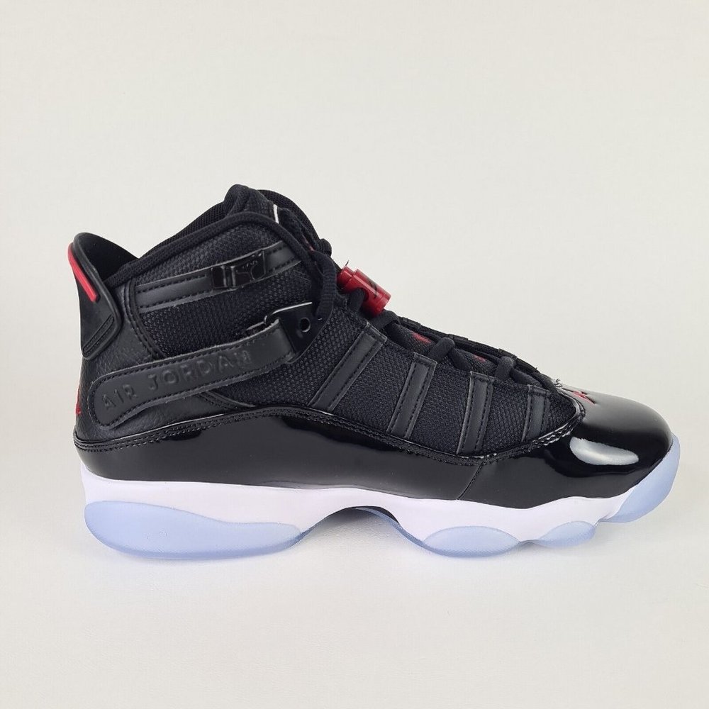 Nike Air Jordan 6 Rings Black Red White Bulls Mens Basketball Shoes - Picture 3 of 12